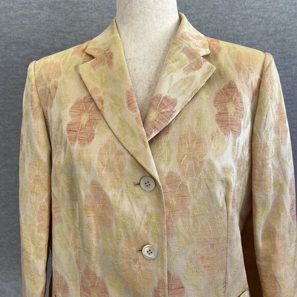 Bernard Zins Floral Linen Silk Jacket Size 10 Old Money Blazer Made in France - Picture 4 of 15
